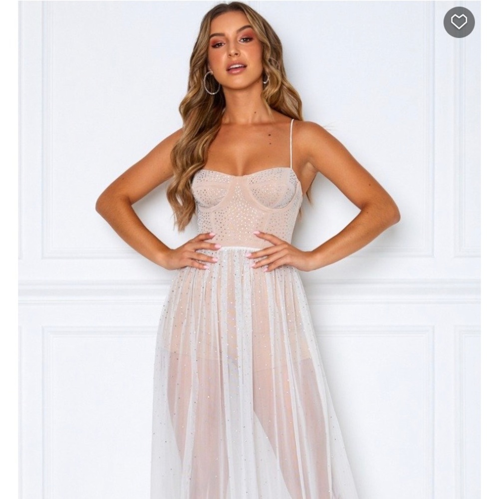 White Fox Mesh Maxi dress